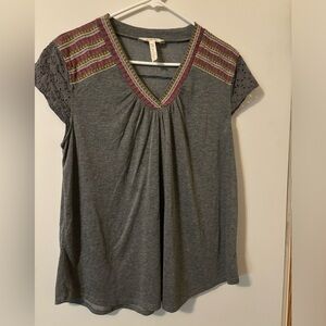 Matilda Jane Charcoal Top with Vibrant Embroidery